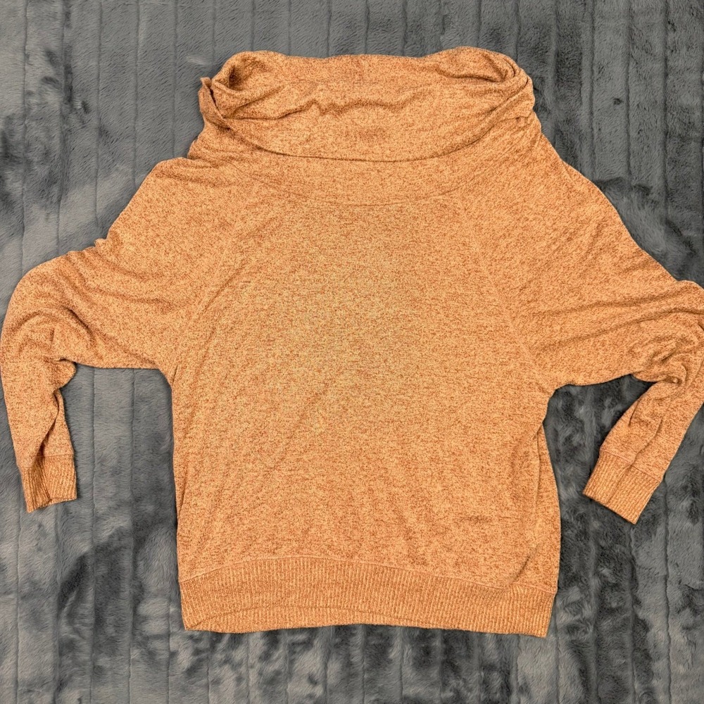 Express Womens Burnt Orange Cowl Neck Marl Knit Raglan Sleeve Sweater Small